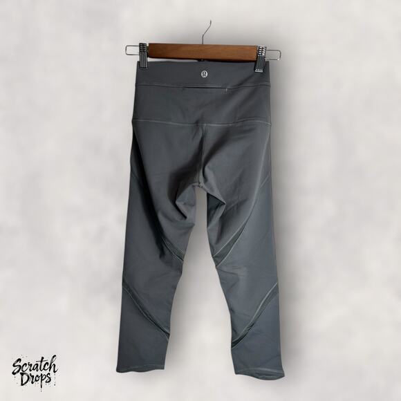 Lululemon Wunder Under Crop Hi Rise 21 Inch Dark Slate Leggings Size 4 - Picture 5 of 5